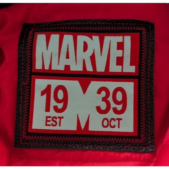 Disney Parks Marvel Men’s Black Leather Jacket Small 1939 Edition Biker Moto - Picture 5 of 8